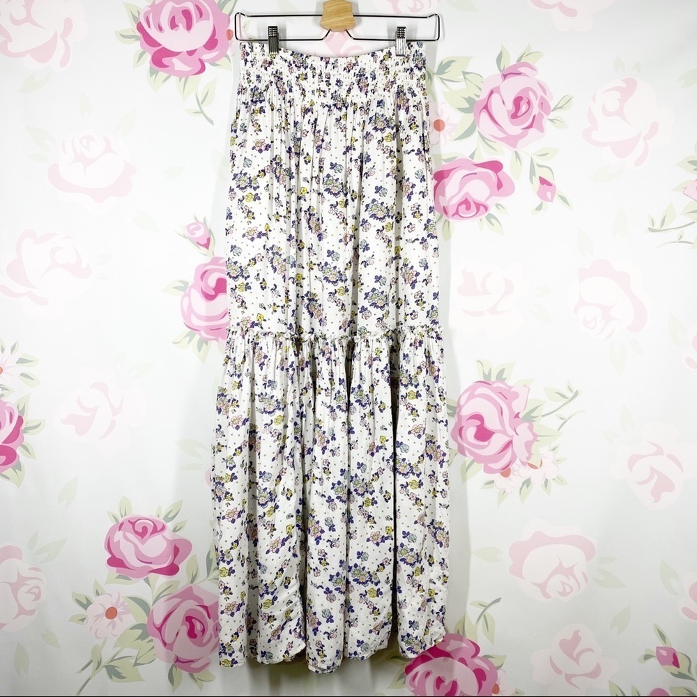 NEW Free People Secret Garden Cottagecore Floral Ruffle Maxi Skirt Set M - Picture 12 of 16